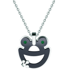 Frosch-Anhänger aus Ruthenium und StahlRef. Code: CO1987Anhänger aus poliertem Edelstahl, glatt und rutheniumbeschichtet.Gr&ouml;&szlig;e: 27x30mm.