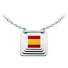 Silver and steel pendant "Flag of Spain"Ref. code: CO1992Pendant made of sterling silver and polished steel with the flag of Spain carved and enameled by hand.Size: 20x20mm.