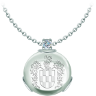 Pendentif en argent avec écusson familial gravé en cristal de roche et moissaniteReferencia: CO2004Pendentif en argent sterling avec un cabochon de cristal coloré de 25x25mm, avec les armoiries héraldiques de son nom de famille gravées au dos du cristal et une moissanite de 5mm taillée en brillant sertie dans le cristal.La moissanite est une pierre précieuse créée en laboratoire qui a gagné une place spéciale dans la joaillerie en raison de sa beauté et de ses qualités uniques. Elle éblouit par son éclat semblable à celui d'un diamant et par sa grande résistance (9,25 sur l'échelle de Mohs).Découverte à l'origine dans une météorite à la fin du 19e siècle, cette origine 