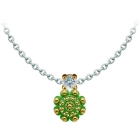 Gold-plated Charro button pendant with enamel and moissaniteRef. code: CO2041Gold-plated pendant with oven-baked enamel, featuring a 5mm brilliant-cut moissanite set in the pendant.Moissanite is a precious gemstone created in a laboratory that has earned a special place in jewelry for its beauty and unique qualities, it dazzles for its brilliance superior to diamond and its great resistance (9.25 on the Mohs scale).Originally discovered in a meteorite at the end of the 19th century, this 