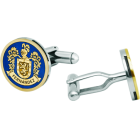 "Fernández Heraldic shield" customized gold and steel cufflinksRef. code: GE0082Cufflinks made of 18 carat gold and stainless steel with enameled heraldic shield.Size: 18x18mm.