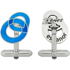 Boutons de manchette en argent personnalisés sur commande "logo Espanor"Referencia: GE0263Boutons de manchette personnalisés avec votre logo gravé dans de l'argent sterling et émaillé au four.Medida: 17x18mm.