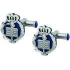 "Medicine" silver and steel cufflinksRef. code: GE0338Cufflinks made of sterling silver over a enameled stainless steel base.Size: 17x20mm.