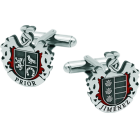 "Heraldic shields" customized silver and steel cufflinksRef. code: GE0345Cufflinks made of sterling silver over a enameled stainless steel base.Size: 18x20mm.