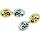 "Hawser" Gold, silver and steel cufflinksRef. code: GE0357Hawser cufflinks made of gold plated sterling silver, and stainless steel.Size: 15x12mm.