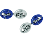 "Hawser" Lapis lazuli, silver and steel cufflinksRef. code: GE0360Hawser cufflinks made of lapis lazuli, sterling silver and stainless steel.Size: 18x13mm.