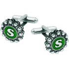 Boutons de manchette personnalisés en argent charroReferencia: GE0402Boutons de manchette en acier inoxydable avec bouton charro en argent sterling personnalisé avec vos initiales émaillées au four.Medida: 16x16mm.