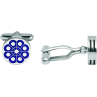 Boutons de manchette en argent charro en trois hauteursReferencia: GE0412Boutons de manchette avec le typique bouton Charro de Salamanque sculpté en bas-relief en argent sterling et émaillé au four, d'une épaisseur de 4 mm en trois hauteurs.Le travail est minutieux et soigné.Medida: 14x14mm.