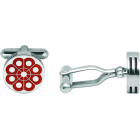 Silver charro button cufflinks in three heightsRef. code: GE0412Cufflinks with the typical Charro Button of Salamanca carved in low relief in sterling silver and enameled in the oven, with a thickness of 4mm in three heights.Craftsmanship of great meticulousness.Size: 14x14mm.