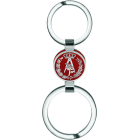 Architecture School Keychain Made of Silver, Cellulose, and SteelRef. code: LL0344Keychain featuring the coat of arms of the architecture profession, crafted from hand-enameled sterling silver on colored cellulose and polished steel.Size: 18x18mm.