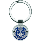 Porte-clés de la faculté d'ingénierie industrielle en argent, acier et aluminiumReferencia: LL0349Porte-clés orné du blason de la profession des ingénieurs industriels, gravé et émaillé sur aluminium, et brodé au fil d'argent sur de l'acier poli.Medida: 18x18mm.