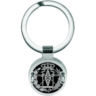 Llavero de facultad de Ingenieros de Telecomunicaciones en plata, acero y aluminioReferencia: LL0349Llavero con escudo de la profesión de Ingenieros de Telecomunicaciones tallado y esmaltado en aluminio y cosido con hilo de plata en acero pulido.Medida: 18x18mm.