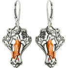 Art Nouveau "Woman with bouquet of flowers" silver earringsRef. code: PE0057Art Nouveau earrings made of sterling silver.Dress enameled in blue, green or amber.Museum pieces inspired by the most representative works of the Art Nouveau and Art Déco movement, and modernism from the late 19th and early 20th centuries.Size: 23x33mm.