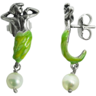 Jugendstil-Ohrringe aus Silber "Frau mit dem Rücken zugewandt"Ref. Code: PE0662Jugendstil-Ohrringe aus Sterlingsilber.Kleid in grün, blau oder bernsteinfarben emailliert.Sie hat eine Perle am Boden.Museumsstücke, die von den repräsentativsten Werken des Jugendstils, des Art déco und des Modernismus des späten 19. und frühen 20. Jahrhunderts inspiriert sind.Gr&ouml;&szlig;e: 16x36mm.