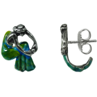 Art Nouveau "Seated woman" silver earrings, enameled in blueRef. code: PE0941Art Nouveau earrings made of sterling silver.Dress enameled in blue.Snap fastener.Museum pieces inspired by the most representative works of the Art Nouveau and Art Déco movement, and modernism from the late 19th and early 20th centuries.Size: 15x20mm.