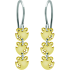 "Frogs" gold and steel earringsRef. code: PE3194Earrings made of gold plated stainless steel, with 3 silhouettes of frogs linked.Size: 8x8mm.