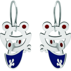 Pendientes de plata y acero "Silueta de Rana"Referencia: PE3202Pendientes de ranas entrelazadas fabricados en plata de ley esmaltada al horno y acero.Medida: 20x20mm.