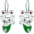 "Frog" silver and steel earringsRef. code: PE3202Earrings made of hand enameled sterling silver and stainless steel.Size: 20x20mm.