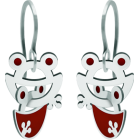 Pendientes de plata y acero "Silueta de Rana"Referencia: PE3208Pendientes de ranas entrelazadas fabricados en plata de ley esmaltada al horno y acero.Medida: 16x16mm.