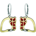 Pendientes de oro y acero "Silueta de Caballo"Referencia: PE3245Pendientes fabricados en oro de 18 ktes y acero pulido esmaltado.Medida: 21x22mm.