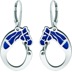 Pendientes de plata y acero "Silueta de Caballo"Referencia: PE3246Pendientes fabricados en plata de ley y acero pulido esmaltado.Medida: 20x29mm.
