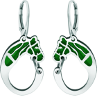 Pendientes de plata y acero "Silueta de Caballo"Referencia: PE3246Pendientes fabricados en plata de ley y acero pulido esmaltado.Medida: 20x29mm.