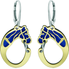 Pendientes de oro y acero "Silueta de Caballo"Referencia: PE3247Pendientes fabricados en oro de 18 ktes y acero pulido esmaltado.Medida: 20x29mm.