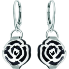 "Rose" silver Art Nouveau earringsRef. code: PE3248Art Nouveau rose earrings in enameled sterling silver.Size: 18x16mm.