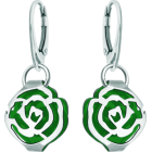 "Rose" silver Art Nouveau earringsRef. code: PE3248Art Nouveau rose earrings in enameled sterling silver.Size: 18x16mm.