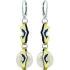 Pendientes de oro y perlas "Delfines"Referencia: PE3269Pendientes de delfines calados y esmaltados en oro de 9 ktes con perla moneda de 14mm en la parte de abajo.Medida: 21x7mm.