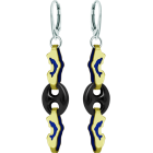 Ohrringe aus Gold und schwarzem Onyx "Delphine und Calabrotes"Ref. Code: PE3273Ohrringe aus emailliertem 9-karätigem Gold und emailliertem Delphin mit schwarzen Onyx-Kalabroten.Gr&ouml;&szlig;e: 21x7mm.