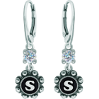 Personalized earrings Charro Button in silver with moissaniteRef. code: PE3365Earrings made in sterling silver personalized with your name initial enameled in the oven with a 5mm brilliant cut moissanite set.Moissanite is a precious gemstone created in a laboratory that has earned a special place in jewelry for its beauty and unique qualities, it dazzles for its brilliance superior to diamond and its great resistance (9.25 on the Mohs scale).Originally discovered in a meteorite at the end of the 19th century, this 