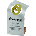 "Espanor logo" steel trophyRef. code: PL0306Plaque made of stainless steel.Size: 120x220mm.