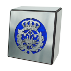 "Industrial Engineers" Steel and wood KIO plaqueRef. code: PL0367Plaque made of wood and engraved logo in steel.Size: 14x14x6cm.Size: 140x140mm.