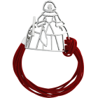 Pulsera de acero e hilos de cuero rojo "Menina"Referencia: PU0572Pulsera fabricada en acero e hilo de cuero, con fornitura en plata.Medida: 45x51mm.