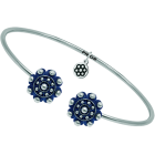 "Boton charro" silver and steel braceletRef. code: PU2194Bracelet made of sterling silver, with enameled botón charro, over a stainless steel base.Size: 14x14mm.