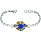 Bracelet personnalisé en or, lapis-lazuli et acier inoxydable "Drapeaux nautiques"Referencia: PU2269Bracelet en or 18 carats et acier avec son nom représenté par des drapeaux nautiques émaillés, terminé par un morceau de lapis-lazuli au centre, monté sur une chaîne en acier avec un fermoir Shark.Medida: 18x18mm.
