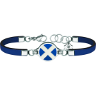 "Nautic flag" silver, steel and leather braceletRef. code: PU2601Personalized 3mm thick leather bracelet with the nautical flag of your name carved in sterling silver and enameled in the oven.Size: 19x16mm.
