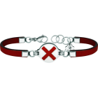 "Nautic flag" silver, steel and leather braceletRef. code: PU2601Personalized 3mm thick leather bracelet with the nautical flag of your name carved in sterling silver and enameled in the oven.Size: 19x16mm.