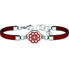 "Botón Charro from Salamanca" silver, steel and leather braceletRef. code: PU26143mm thick leather bracelet with the charro button carved under relief in sterling silver and enameled in the oven.Size: 19x16mm.