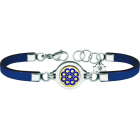 Bracelet en or, acier et cuir "Button Charro de Salamanca"Referencia: PU2615Bracelet en cuir de 3 mm d'épaisseur avec le bouton charro sculpté en relief en or 9 kt et émaillé au four.Medida: 19x16mm.