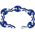 "Dolphins and hawsers" silver and lapis lazuli braceletRef. code: PU2636Link bracelet with openwork and enameled dolphins in sterling silver with lapis lazuli calabrotes.Size: 21x7mm.