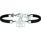 "Menina" silver and leather braceletRef. code: PU2657Menina bracelet made of hand enameled sterling silver and soft stainless steel, and leather bracelet.Size: 16x19mm.