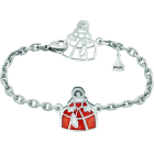Silberarmband mit Kette "Meninas"Ref. Code: PU2658Menina-Armband in zwei Höhen aus Sterlingsilber und einbrennlackiert, mit einem einzigartigen und originellen Menina-Verschluss aus poliertem Stahl, der sich glatt anfühlt.Ein Werk sorgfältiger Handwerkskunst mit einer ewigen Garantie.Inspiriert von den klassischen Meninas von Velázquez, die im Prado-Museum in Madrid ausgestellt sind.Gr&ouml;&szlig;e: 16x19mm.