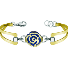 "Art Nouveau Rose" gold and steel braceletRef. code: PU2680Bracelet gold plated, with an Art Nouveau style rose gold plated and enameled.Size: 19x16mm.