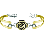 "Art Nouveau Rose" gold and steel braceletRef. code: PU2680Bracelet gold plated, with an Art Nouveau style rose gold plated and enameled.Size: 19x16mm.