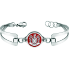 Brazalete de acero y plata personalizado "Escudo heráldico del apellido Rodríguez"Referencia: PU2701Brazalete de acero personalizado con el escudo de armas del apellido Rodríguez tallado bajo relieve en plata de ley y esmaltado al horno. Un trabajo artesanal de gran minuciosidad con garantía eterna.Medida: 19x16mm.