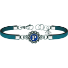 "Botón charro from Salamanca" silver, steel and leather braceletRef. code: PU2725Leather bracelet with charro button in sterling silver, personalized with enameled initial letter.Size: 16x16mm.