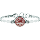 Silver and steel bracelet "Shield of the University of Salamanca"Ref. code: PU2736Stainless steel bracelet with the coat of arms of the University of Salamanca carved in sterling silver and enameled in the oven.Size: 19x16mm.
