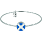 Nautical Flag bracelet in enameled sterling silver and steelRef. code: PU2782Personalized polished stainless steel bracelet with the Nautical Flag representing your Initial carved in sterling silver and enameled.Size: 14x14mm.